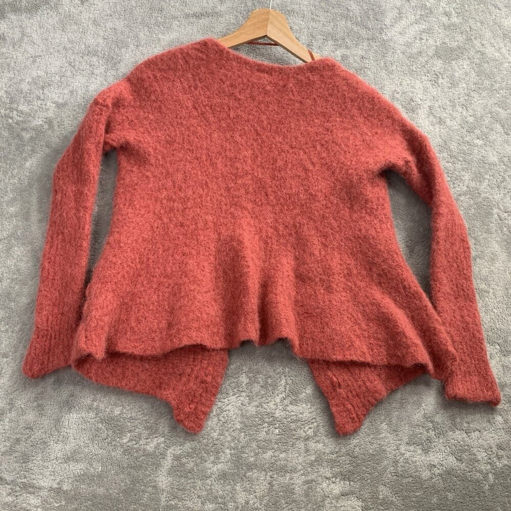 Free People Cardigan Womens Small Red Open Front Alpaca Sweatshirt Pockets - Picture 8 of 9
